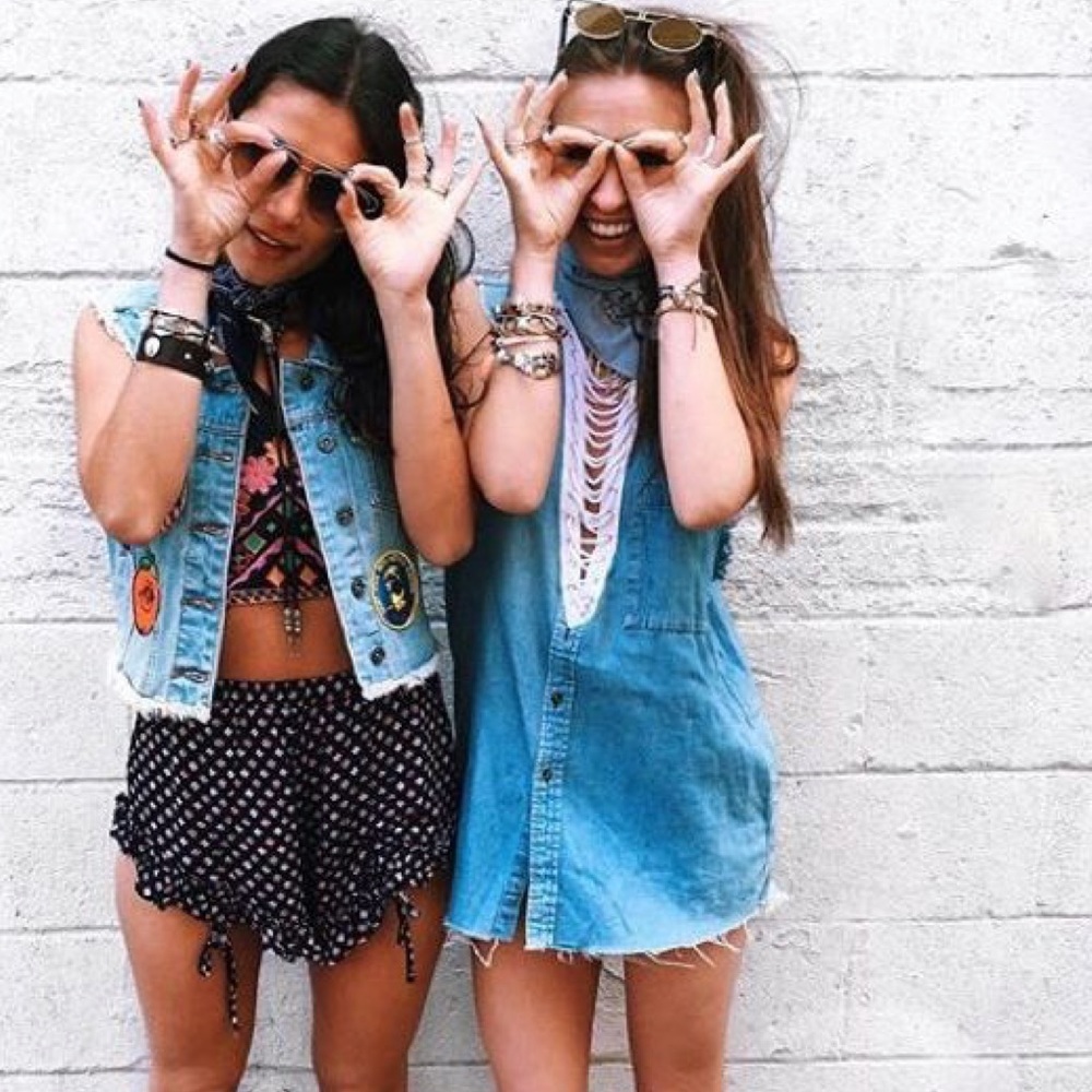 LF Furst Of A Kind Lace up denim Tee or Dress EUC